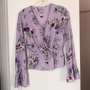 Purple floral blouse